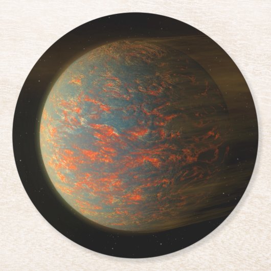 Dessous-de-verre Rond En Papier Exoplanet 55 Cancri E Et Sa Surface Moulée (Devant)