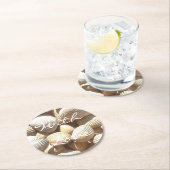 Dessous-de-verre Rond En Papier Exotic Tropical Sea Shell Summer Beach Photographi (En situation)