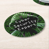 Dessous-de-verre Rond En Papier Expert en cybersécurité (Incliné)