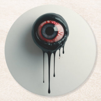 Dessous-de-verre Rond En Papier Eyeball déplaisant avec Dessous de verre Goo Noir