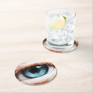 Dessous-de-verre Rond En Papier Eyeball effrayant & Halloween Oeil bleu /zombie éf