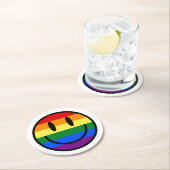 Dessous-de-verre Rond En Papier Face souriante arc-en-ciel (En situation)