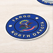 Dessous-de-verre Rond En Papier Fargo Dakota du Nord (Incliné)
