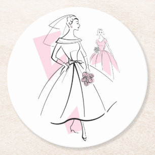 Dessous-de-verre Rond En Papier Fashion Bride Groupe rose dessous de verre rond
