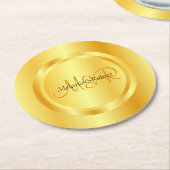 Dessous-de-verre Rond En Papier Faux Gold Moderne Monogramme Élégant Modèle Person (Incliné)