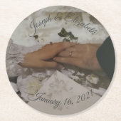 Dessous-de-verre Rond En Papier Faveurs de mariage photo personnalisables (Devant)