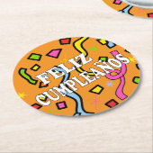 Dessous-de-verre Rond En Papier Feliz Cumpleanos Joyeux anniversaire en espagnol (Incliné)