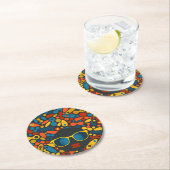 Dessous-de-verre Rond En Papier Femme à tête noire #1 (En situation)