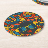 Dessous-de-verre Rond En Papier Femme à tête noire #1 (Incliné)