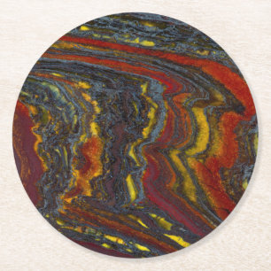 Dessous-de-verre Rond En Papier Fer à Tiger en rouge, jaune, bleu