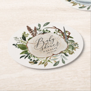 Dessous-de-verre Rond En Papier Ferme rustique grange baby shower botanique chic