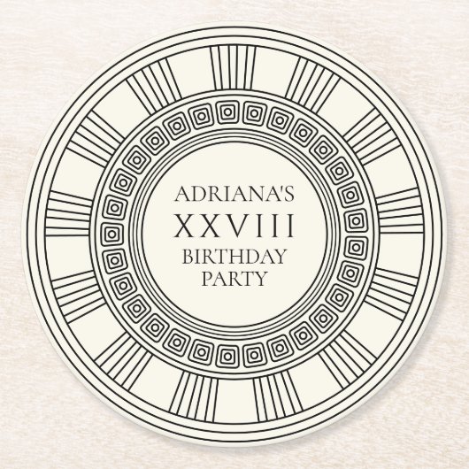 Dessous-de-verre Rond En Papier Fête d'anniversaire à thème Grèce antique ou Rome (Devant)