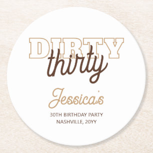 Dessous-de-verre Rond En Papier Fête d'anniversaire de 30 ans typographie Western