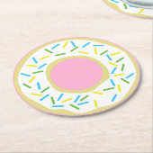 Dessous-de-verre Rond En Papier Fête d'anniversaire de Donut (Incliné)
