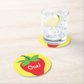 Dessous-de-verre Rond En Papier Fête d'anniversaire de fraises (En situation)