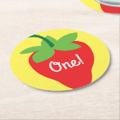 Dessous-de-verre Rond En Papier Fête d'anniversaire de fraises (Incliné)