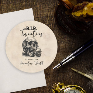 Dessous-de-verre Rond En Papier Fête d'anniversaire des 30 ans crâne vintage RIP T