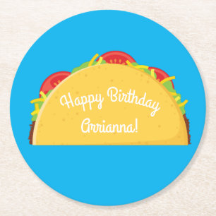 Dessous-de-verre Rond En Papier Fête d'anniversaire des enfants Cute Taco Tacos me