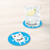 Dessous-de-verre Rond En Papier Fête d'anniversaire du chat (En situation)