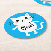 Dessous-de-verre Rond En Papier Fête d'anniversaire du chat (Incliné)
