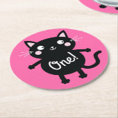 Dessous-de-verre Rond En Papier Fête d'anniversaire du chat (Incliné)