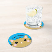Dessous-de-verre Rond En Papier Fête d'anniversaire du chat (En situation)