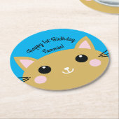Dessous-de-verre Rond En Papier Fête d'anniversaire du chat (Incliné)