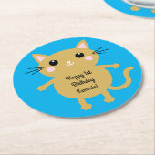 Dessous-de-verre Rond En Papier Fête d'anniversaire du chat (Incliné)