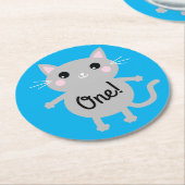 Dessous-de-verre Rond En Papier Fête d'anniversaire du chat (Incliné)