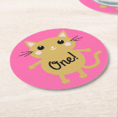 Dessous-de-verre Rond En Papier Fête d'anniversaire du chat (Incliné)