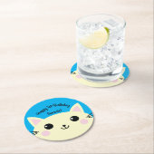 Dessous-de-verre Rond En Papier Fête d'anniversaire du chat (En situation)