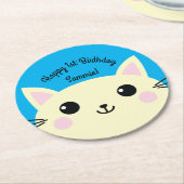 Dessous-de-verre Rond En Papier Fête d'anniversaire du chat (Incliné)