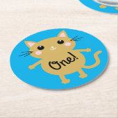 Dessous-de-verre Rond En Papier Fête d'anniversaire du chat (Incliné)