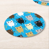 Dessous-de-verre Rond En Papier Fête d'anniversaire du chat (Incliné)