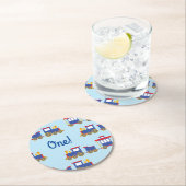 Dessous-de-verre Rond En Papier Fête d'anniversaire du train (En situation)