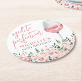 Dessous-de-verre Rond En Papier Fête d'anniversaire du vin Floral (Incliné)