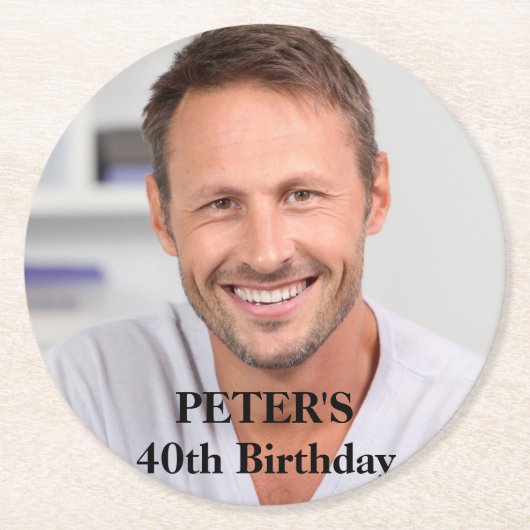 Dessous-de-verre Rond En Papier Fête d'anniversaire faite sur commande de photo (Devant)