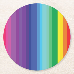 Dessous-de-verre Rond En Papier Fête d'anniversaire Mod Arc-en-ciel coloré 1 an