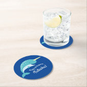 Dessous-de-verre Rond En Papier Fête d'anniversaire Narwhal (En situation)