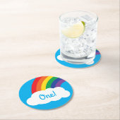 Dessous-de-verre Rond En Papier Fête d'anniversaire Rainbow (En situation)