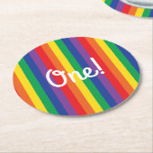 Dessous-de-verre Rond En Papier Fête d'anniversaire Rainbow (Incliné)