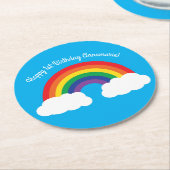 Dessous-de-verre Rond En Papier Fête d'anniversaire Rainbow (Incliné)