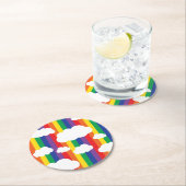 Dessous-de-verre Rond En Papier Fête d'anniversaire Rainbow (En situation)