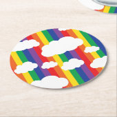 Dessous-de-verre Rond En Papier Fête d'anniversaire Rainbow (Incliné)