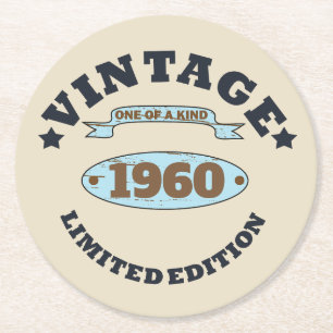 Dessous-de-verre Rond En Papier Fête d'anniversaire vintage personnalisée