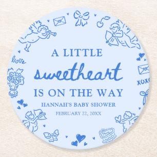 Dessous-de-verre Rond En Papier Fête de Bébé Petite Douceur Saint-Valentin Dessiné