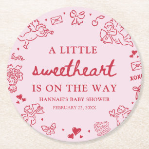 Dessous-de-verre Rond En Papier Fête de Bébé Petite Douceur Saint-Valentin Dessiné