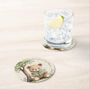 Dessous-de-verre Rond En Papier Fête de douche de bébé Ourson en peluche doux amat