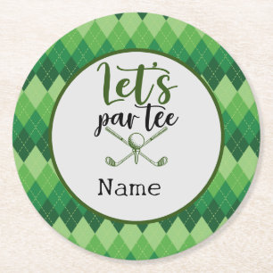 Dessous-de-verre Rond En Papier Fête de golf vert argyllé
