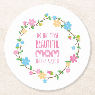 Dessous-de-verre Rond En Papier Fête de la mère de la maman la plus belle DESSOU